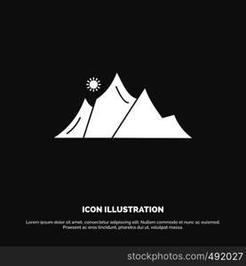 hill, landscape, nature, mountain, sun Icon. glyph vector symbol for UI and UX, website or mobile application. Vector EPS10 Abstract Template background