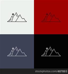 hill, landscape, nature, mountain, sun Icon Over Various Background. Line style design, designed for web and app. Eps 10 vector illustration. Vector EPS10 Abstract Template background