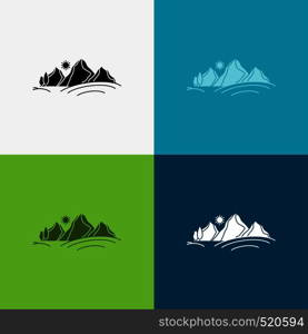 hill, landscape, nature, mountain, sun Icon Over Various Background. glyph style design, designed for web and app. Eps 10 vector illustration. Vector EPS10 Abstract Template background