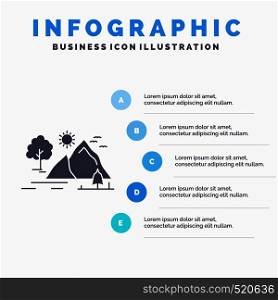 hill, landscape, nature, mountain, sun Infographics Template for Website and Presentation. GLyph Gray icon with Blue infographic style vector illustration.. Vector EPS10 Abstract Template background