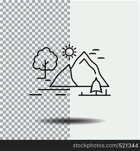 hill, landscape, nature, mountain, sun Line Icon on Transparent Background. Black Icon Vector Illustration. Vector EPS10 Abstract Template background