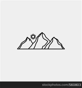 hill, landscape, nature, mountain, sun Line Icon. Vector isolated illustration. Vector EPS10 Abstract Template background