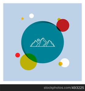 hill, landscape, nature, mountain, sun White Line Icon colorful Circle Background. Vector EPS10 Abstract Template background