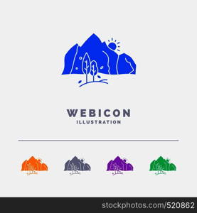 hill, landscape, nature, mountain, tree 5 Color Glyph Web Icon Template isolated on white. Vector illustration. Vector EPS10 Abstract Template background