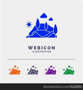 hill, landscape, nature, mountain, tree 5 Color Glyph Web Icon Template isolated on white. Vector illustration. Vector EPS10 Abstract Template background