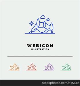 hill, landscape, nature, mountain, tree 5 Color Line Web Icon Template isolated on white. Vector illustration. Vector EPS10 Abstract Template background