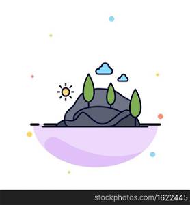 , hill, landscape, nature, mountain, tree Flat Color Icon Vector