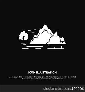 hill, landscape, nature, mountain, tree Icon. glyph vector symbol for UI and UX, website or mobile application. Vector EPS10 Abstract Template background