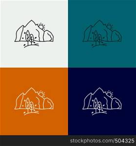 hill, landscape, nature, mountain, tree Icon Over Various Background. Line style design, designed for web and app. Eps 10 vector illustration. Vector EPS10 Abstract Template background