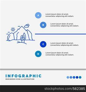 hill, landscape, nature, mountain, tree Infographics Template for Website and Presentation. Line Blue icon infographic style vector illustration. Vector EPS10 Abstract Template background