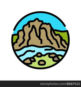 hill mountain landscape color icon vector. hill mountain landscape sign. isolated symbol illustration. hill mountain landscape color icon vector illustration