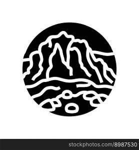 hill mountain landscape glyph icon vector. hill mountain landscape sign. isolated symbol illustration. hill mountain landscape glyph icon vector illustration