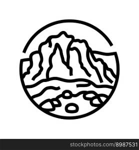 hill mountain landscape line icon vector. hill mountain landscape sign. isolated contour symbol black illustration. hill mountain landscape line icon vector illustration