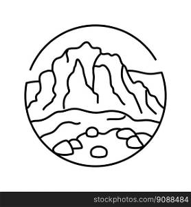 hill mountain landscape line icon vector. hill mountain landscape sign. isolated contour symbol black illustration. hill mountain landscape line icon vector illustration