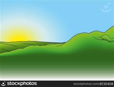 Hilly Landscape without Vegetation - Colored Cartoon Illustration as Background, Vector