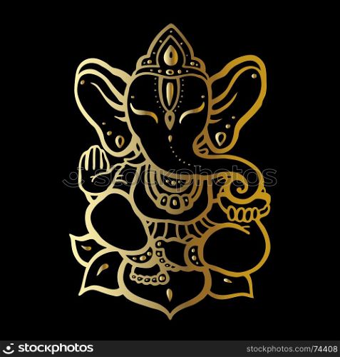 Hindu God Ganesha. Elephant. Hindu God Ganesha. Hand drawn tribal style. Vector illustration