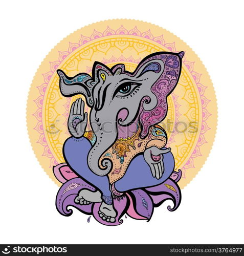 Hindu God Ganesha. Vector hand drawn illustration.