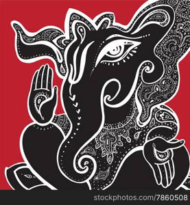 Hindu God Ganesha. Vector hand drawn illustration.