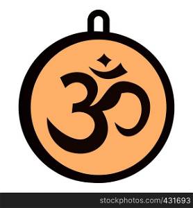 Hindu Om symbol icon flat isolated on white background vector illustration. Hindu Om symbol icon isolated