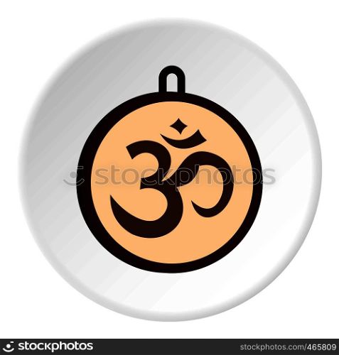 Hindu Om symbol icon in flat circle isolated on white vector illustration for web. Hindu Om symbol icon circle