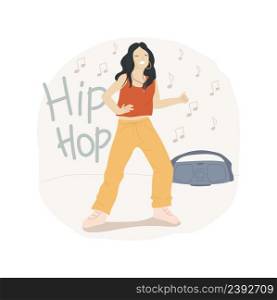 Hip-hop culture isolated cartoon vector illustration. Stylish girl dancing hip-hop, teenagers performance, teens lifestyle, indoor activity, entertainment and relaxation time vector cartoon.. Hip-hop culture isolated cartoon vector illustration.