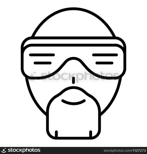 Hip hop man face icon. Outline hip hop man face vector icon for web design isolated on white background. Hip hop man face icon, outline style