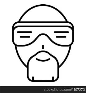 Hip hop man face icon. Outline hip hop man face vector icon for web design isolated on white background. Hip hop man face icon, outline style
