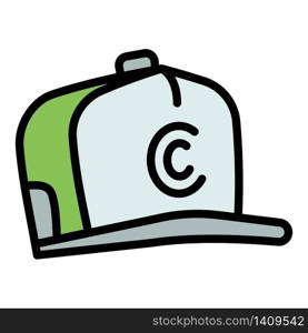 Hiphop baseball cap icon. Outline hiphop baseball cap vector icon for web design isolated on white background. Hiphop baseball cap icon, outline style