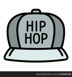 Hiphop cap icon. Outline hiphop cap vector icon for web design isolated on white background. Hiphop cap icon, outline style