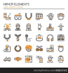 Hiphop Elements , Thin Line and Pixel Perfect Icons