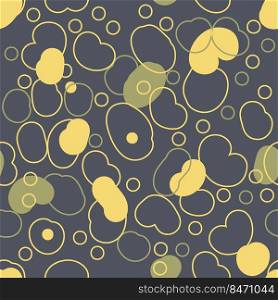 Hippie aesthetic seamless pattern with abstract spots in 1960s style. Retro groovy print for tee, fabric, paper, textile. Modern vector background for decor and design.