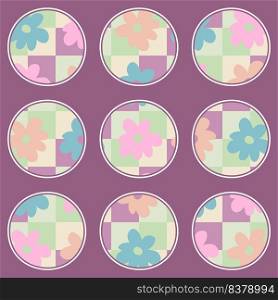 Hippie aesthetic story highlight icons set with abstract flowers in 1970s style. Perfect for social network, blog, stickers and print. Floral vector illustration for decor and design.