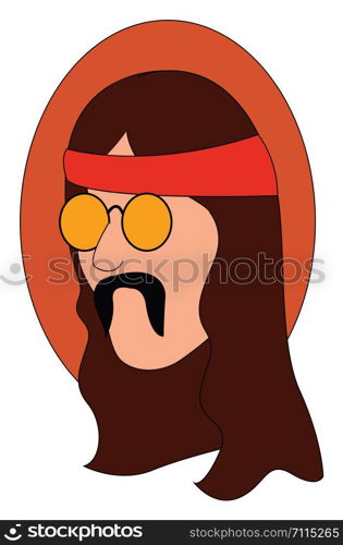 Hippie man, illustration, vector on white background.