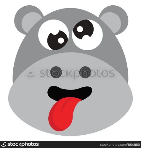 Hippo acting crazy, illustration, vector on white background.