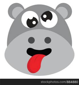 Hippo acting crazy, illustration, vector on white background.