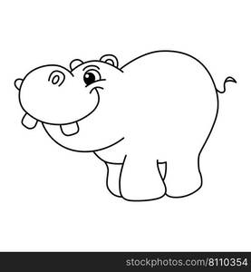 Hippo cartoon coloring page for kids Royalty Free Vector