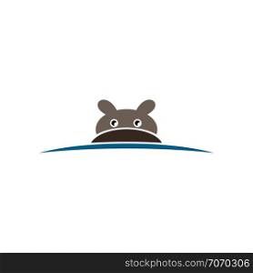 hippo in water logo sign element vector