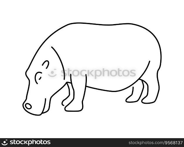 Hippo linear vector icon. Animal world. Hippo, drawing, animal, beast, symbol, image and more. Isolated outline of a hippopotamus on a white background.