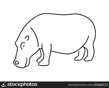 Hippo linear vector icon. Animal world. Hippo, drawing, animal, beast, symbol, image and more. Isolated outline of a hippopotamus on a white background.