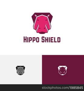 Hippo Shield Strong Protected Animal Game Application Logo