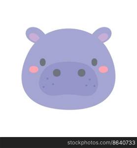 Hippo vector. cute animal face design for kids.