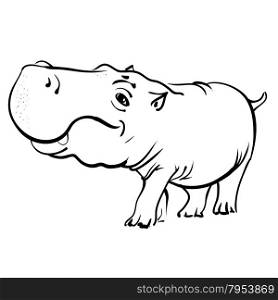 Hippopotamus. Cartoon Hippopotamus Isolated on White Background. Fat Hippo.