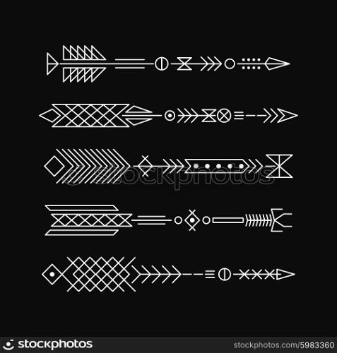 Hipster arrows. Abstract elements for tattoo and design. Vector illustration.