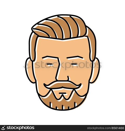 hipster beard hair style color icon vector. hipster beard hair style sign. isolated symbol illustration. hipster beard hair style color icon vector illustration