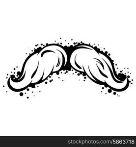 Hipster black mustache in line art style. Hipster black mustache in line art style.