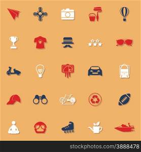 Hipster classic color icons with shadow, stock vector