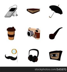 Hipster culture icons set. Flat illustration of 9 hipster culture vector icons for web. Hipster culture icons set, flat style