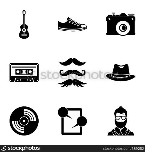 Hipster culture icons set. Simple illustration of 9 hipster culture vector icons for web. Hipster culture icons set, simple style