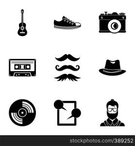 Hipster culture icons set. Simple illustration of 9 hipster culture vector icons for web. Hipster culture icons set, simple style