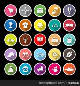 Hipster flat icons with long shadow, stock vector